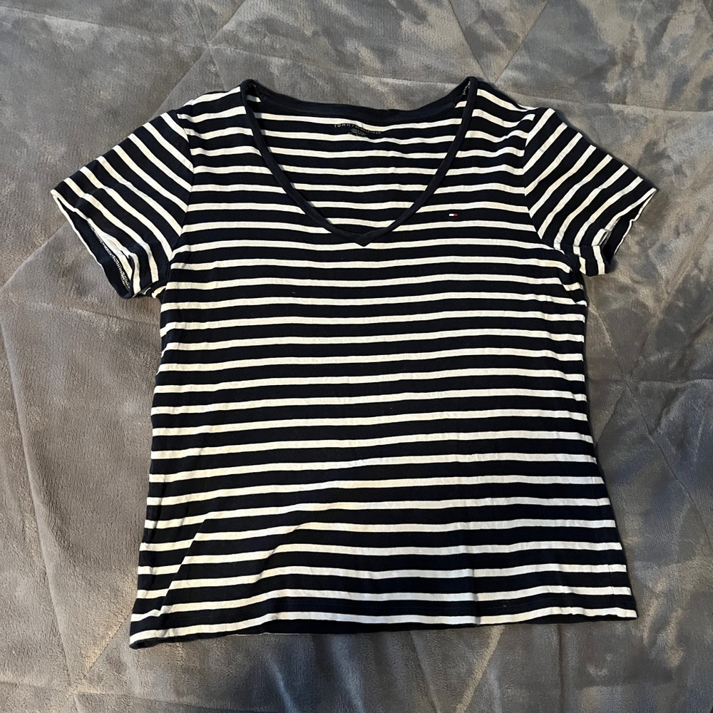 Tommy Hilfiger Navy and White Striped Shirt